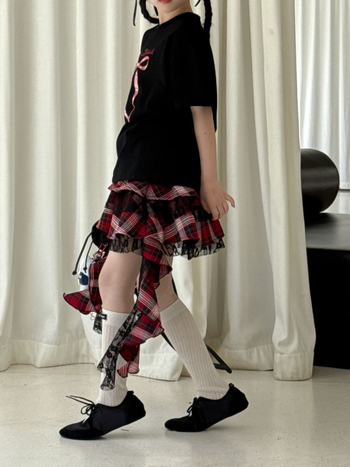 Fustă pentru fete, plisată cu dantelă, model pătrățos, bumbac 80%, pentru copii 3–8 ani, vară 2025