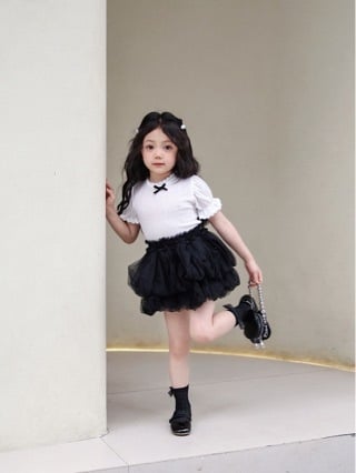 Fustă pentru fetițe, stil dulce, fustă tip cake din tul plasa nylon, țesătură principală poliester