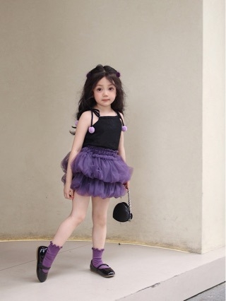 Fustă pentru fetițe, stil dulce, fustă tip cake din tul plasa nylon, țesătură principală poliester