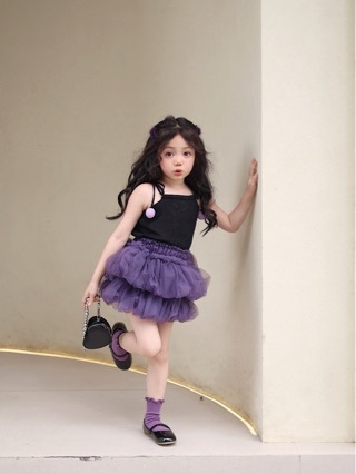 Fustă pentru fetițe, stil dulce, fustă tip cake din tul plasa nylon, țesătură principală poliester