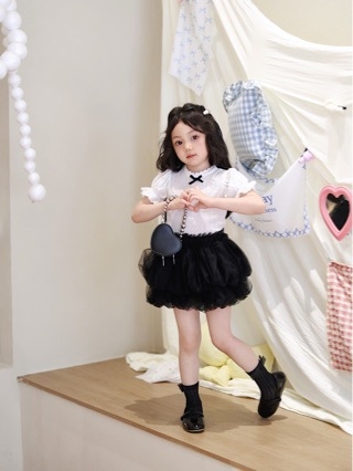 Fustă pentru fetițe, stil dulce, fustă tip cake din tul plasa nylon, țesătură principală poliester