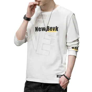 Μακρυμάνικη βαμβακερή T-shirt με ρίγες, χαλαρή γραμμή, στρογγυλός λαιμός.