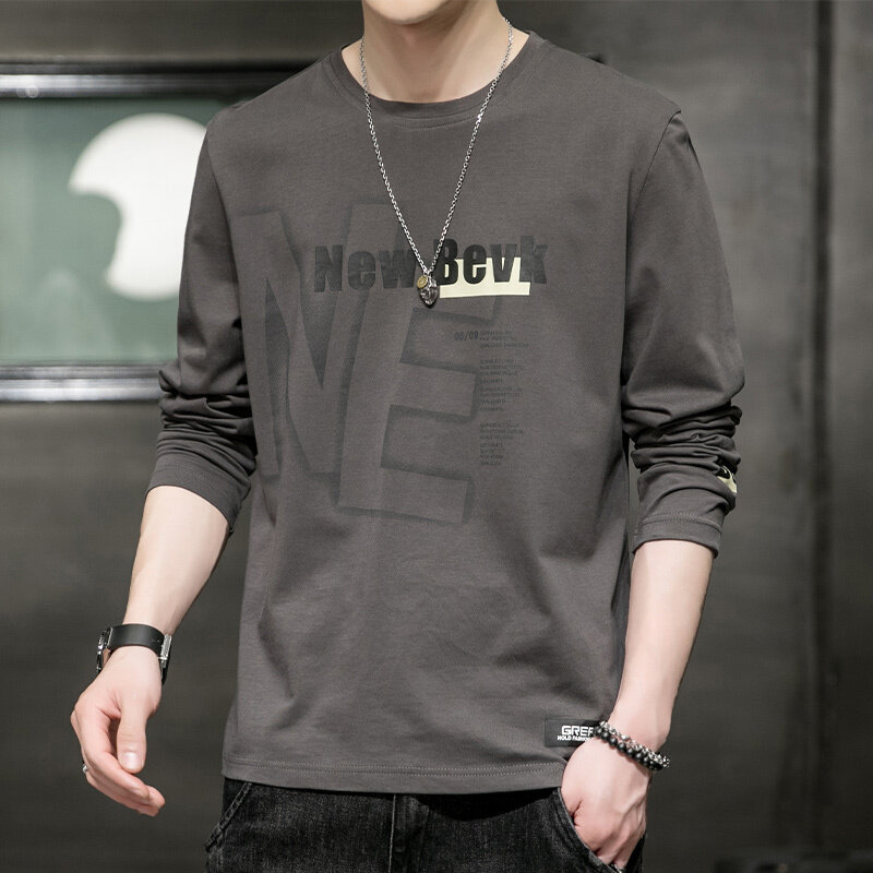 Μακρυμάνικη βαμβακερή T-shirt με ρίγες, χαλαρή γραμμή, στρογγυλός λαιμός.