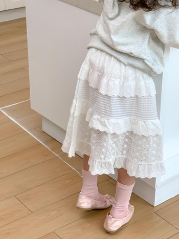 Детска пола за принцеси с дантела, слоеста памучна, 80% памук, за момичета 3–8 г, пролет