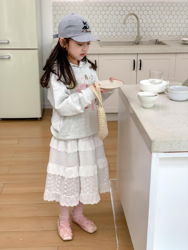 Детска пола за принцеси с дантела, слоеста памучна, 80% памук, за момичета 3–8 г, пролет