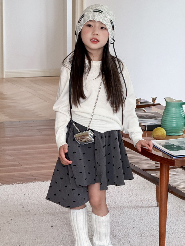 Детска пола в корейски стил, миди с асиметричен силует, памук 80%