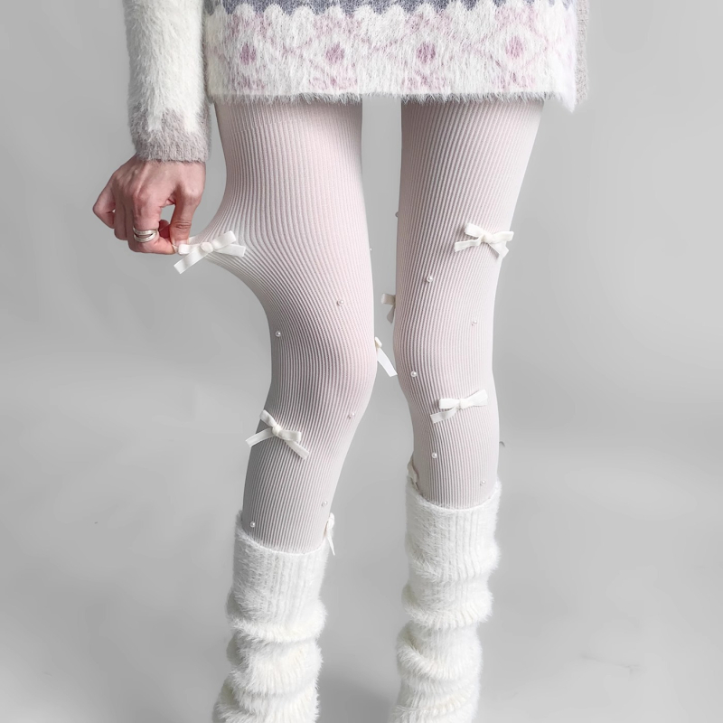 Dresuri din bumbac cu model fundă, modelare și anti-fricțiune, grosime medie, pentru femei 18-40 ani, iarnă primăvară toamnă