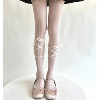 Șosete cu bretele, model cu trifoi cu patru foi, stil balet, ultra-subțiri, modelare, poliester 70-80%