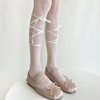 Șosete cu bretele, model cu trifoi cu patru foi, stil balet, ultra-subțiri, modelare, poliester 70-80%