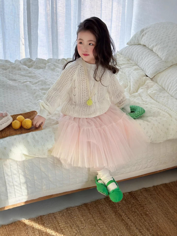 Детска пола в корейски стил, пухкава пола с мрежеста материя и съдържание памук, безопасност клас B, за момичета 3–8 г, пролет 2026