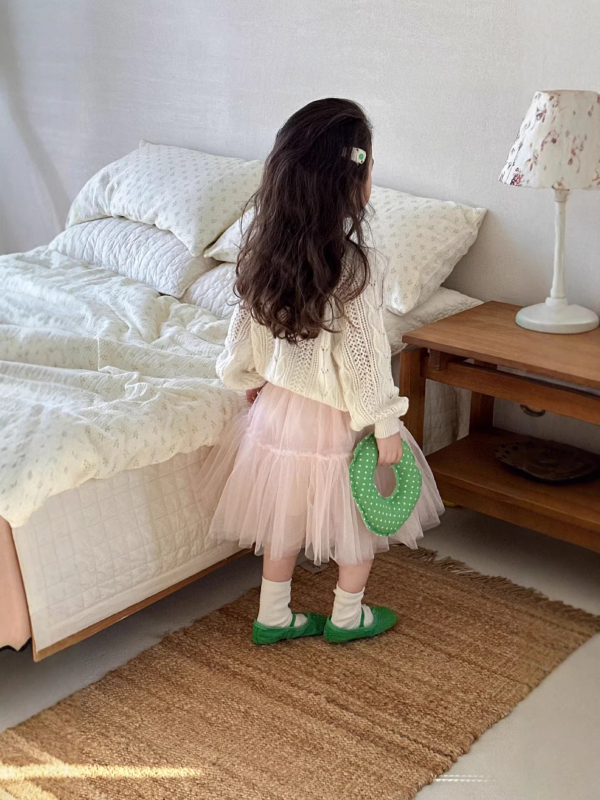 Детска пола в корейски стил, пухкава пола с мрежеста материя и съдържание памук, безопасност клас B, за момичета 3–8 г, пролет 2026