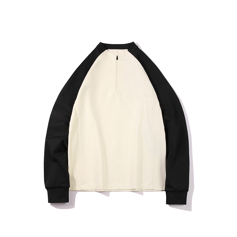 Férfi fél-zip hosszú ujjú, gyorsan száradó póló, 100% poliészter, karcsú szabás