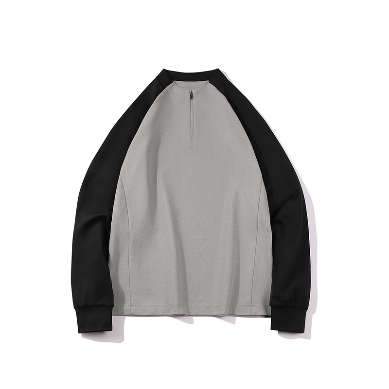 Férfi fél-zip hosszú ujjú, gyorsan száradó póló, 100% poliészter, karcsú szabás