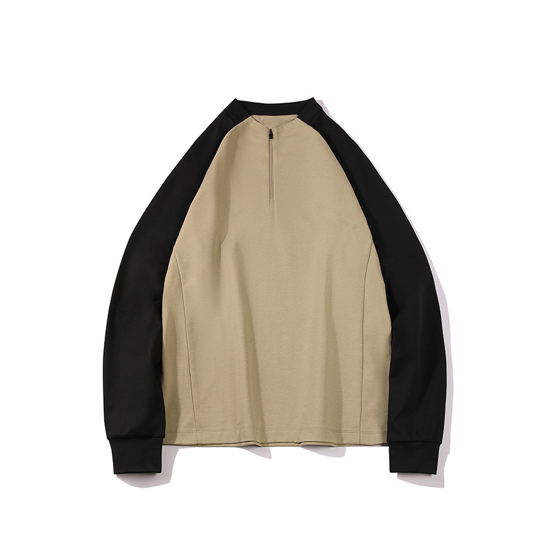 Férfi fél-zip hosszú ujjú, gyorsan száradó póló, 100% poliészter, karcsú szabás