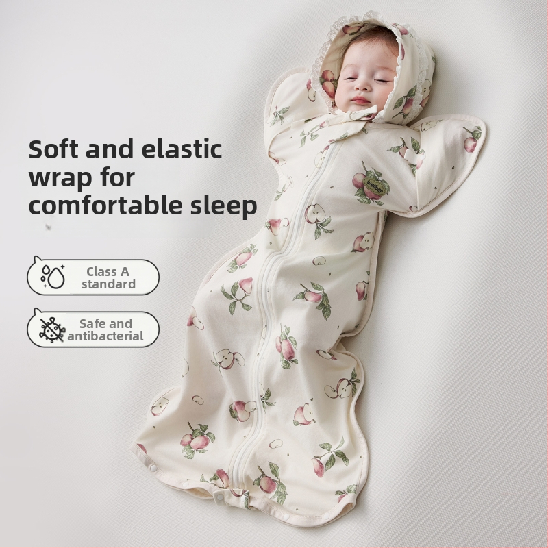Sac de dormit bebe tip cocoon, nou-născuți 0–1 ani, bumbac, 80 cm, model cu animale