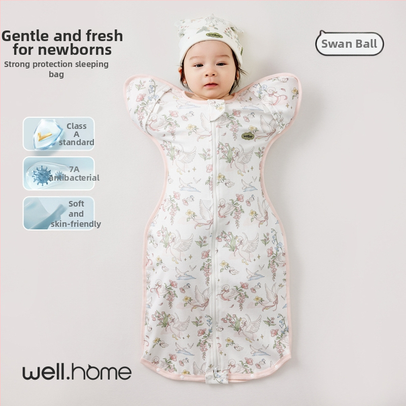 Sac de dormit bebe tip cocoon, nou-născuți 0–1 ani, bumbac, 80 cm, model cu animale