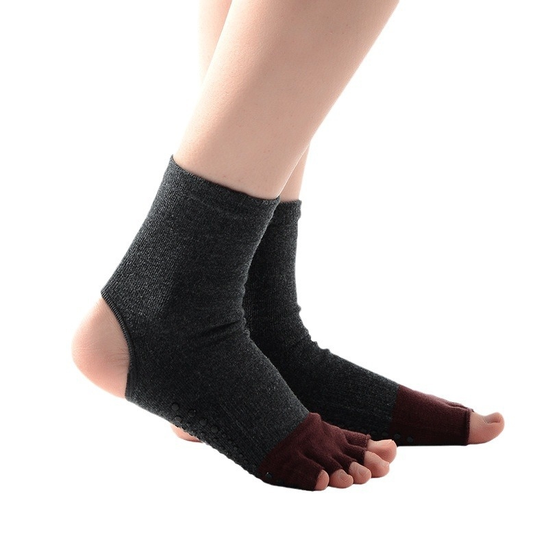 MEIKAN Ženske open-toe joga čarape, protuklizne, petoprstne, za pilates i fitness ples, 90–95% pamuk, pletene jednim iglom, 144 igle