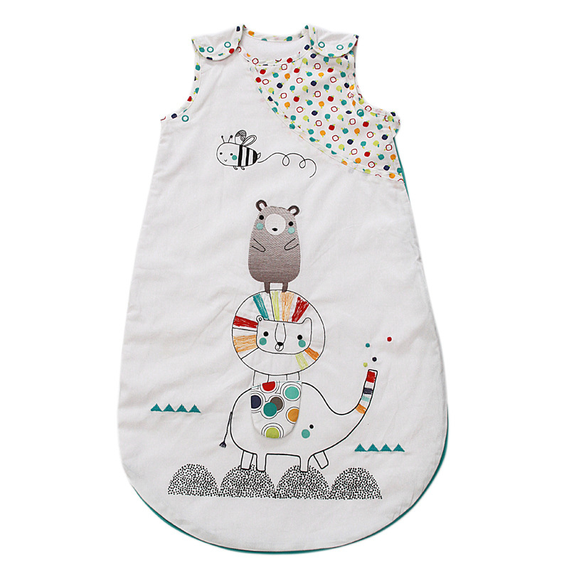 Sac de dormit pentru bebeluși, stil vestă, dublu strat, subțire, 95% bumbac material și căptușeală, absorbant de umiditate, pentru nou-născuți 0–1 ani, vară