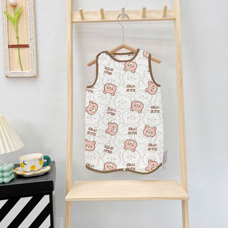 Baba pamut alvózsák mellény-stílusú, karikatúra minta, 0–1 év, töltet: 100% pamut, őszi-téli