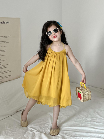 Koreai stílusú gyerek nyári ruha, pamutból, hercegnő fazon, 90% pamut, 3–8 éveseknek