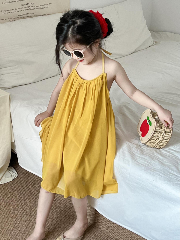 Koreai stílusú gyerek nyári ruha, pamutból, hercegnő fazon, 90% pamut, 3–8 éveseknek