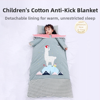 Sac de dormit pentru copii, toate sezoanele, cu mâneci detașabile, țesătură din bumbac, umplutură de bumbac, căptușeală din bumbac 100%, antibacterian și absorbant de umezeală