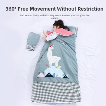 Sac de dormit pentru copii, toate sezoanele, cu mâneci detașabile, țesătură din bumbac, umplutură de bumbac, căptușeală din bumbac 100%, antibacterian și absorbant de umezeală