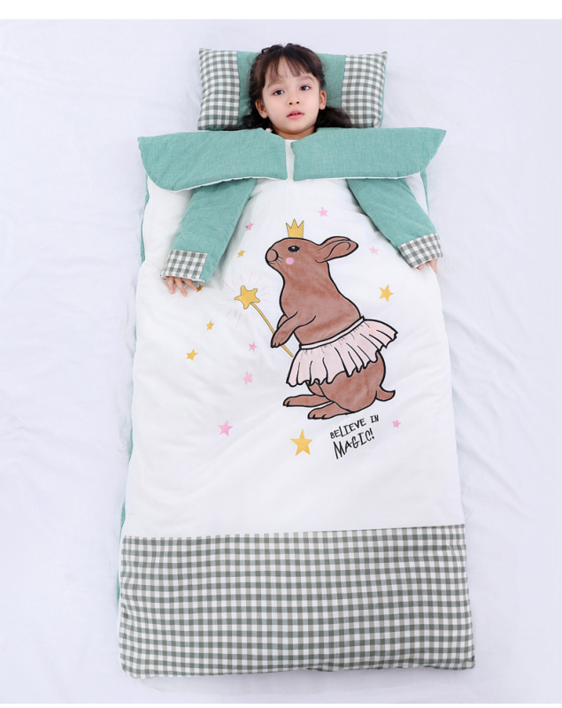 Sac de dormit pentru copii, toate sezoanele, cu mâneci detașabile, țesătură din bumbac, umplutură de bumbac, căptușeală din bumbac 100%, antibacterian și absorbant de umezeală