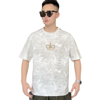 Férfi poliészter rövid ujjú T-shirt hímzett betűkkel gradiens hatású, lazán szabott