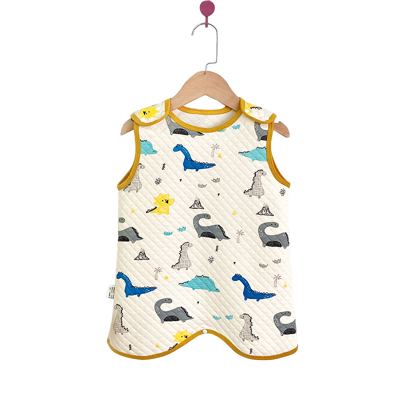 Sac de dormit vest pentru copii, trei straturi de umplutură din bumbac, exterior din bumbac pieptănat, căptușeală din bumbac, antibacterian, fermoar nylon, model desen animat