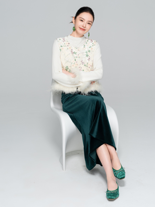 Duga suknja u silueti sirene, flokirani materijal, poliester s svilom (<30% svile), kineski stil, književni retro