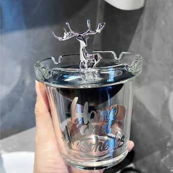 Ashtray Liuli în formă de urs, cu capac, pentru casă și birou — Material Liuli; Producție: Founding; Personalizare: Nu