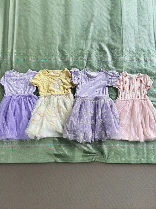 Pamutból készült lányoknak való ruha pliszézett szoknyával, 1–3 éveseknek, Guangdong eredetű