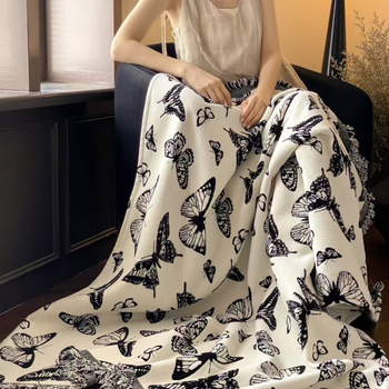 Középkori stílusú bársony bojtos takaró leopard mintával, kanapé dekoratív takaró, 500-800 g