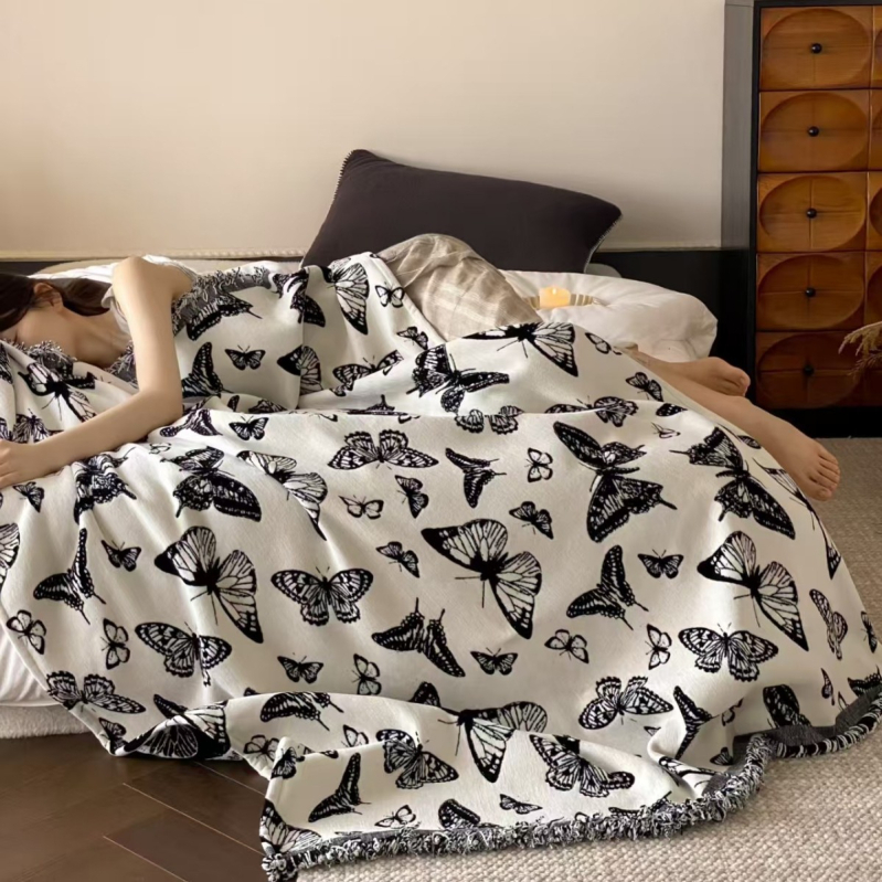 Középkori stílusú bársony bojtos takaró leopard mintával, kanapé dekoratív takaró, 500-800 g