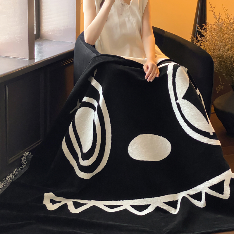 Középkori stílusú bársony bojtos takaró leopard mintával, kanapé dekoratív takaró, 500-800 g