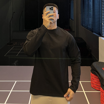 Hosszú ujjú pamutpóló kerek nyakkal, lélegző és izzadságszívó, laza szabású