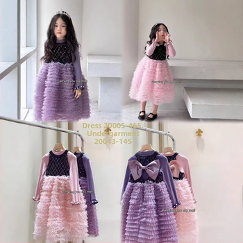 Принцес рокля за момичета - 55% полиестер, мек текстил, за деца 3–8 години, есен 2024