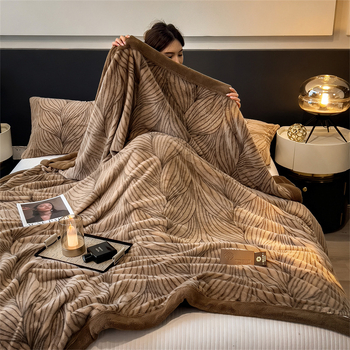 Κουβέρτα φλίς Mink Velvet διπλής όψης, προσαρμόσιμο πολυεστέρας, 2000–2500 g, γεωμετρικό σχέδιο, φθινοπωρινό–χειμερινό, συνθετικές ίνες