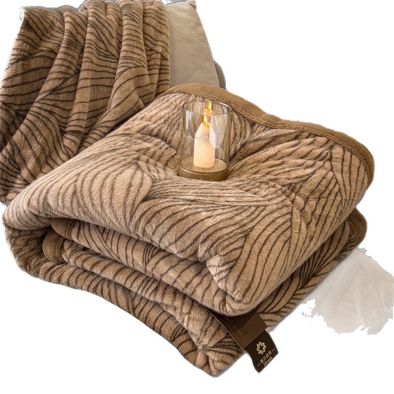 Κουβέρτα φλίς Mink Velvet διπλής όψης, προσαρμόσιμο πολυεστέρας, 2000–2500 g, γεωμετρικό σχέδιο, φθινοπωρινό–χειμερινό, συνθετικές ίνες