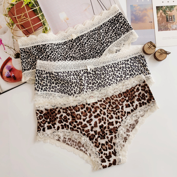 Ženske trokutaste gaćice s leopard printom, milk silk tkanina, niski struk, prozračan