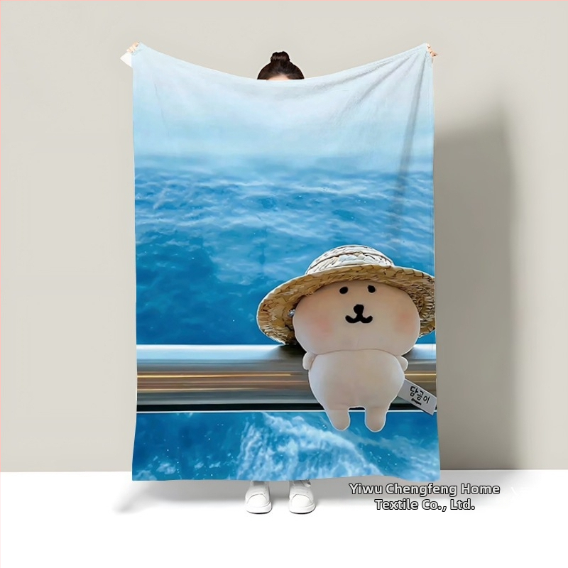 Κουβέρτα φλάνελ με αρκούδα καρτούν, πολυεστέρας, βάρος κάτω από 300 g, διαθέσιμη προσαρμογή, κατάλληλη για όλες τις εποχές