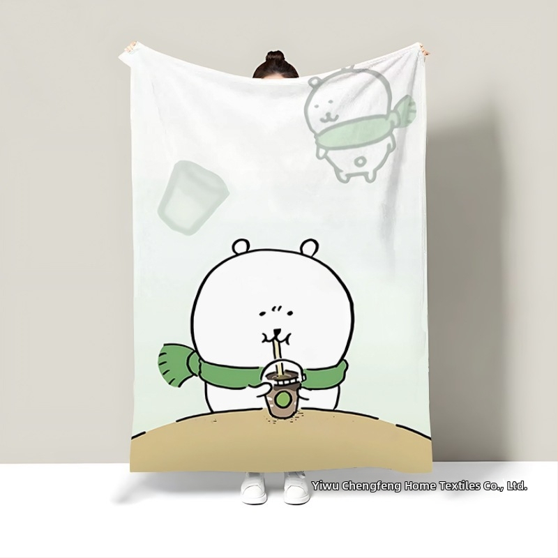 Κουβέρτα φλάνελ με αρκούδα καρτούν, πολυεστέρας, βάρος κάτω από 300 g, διαθέσιμη προσαρμογή, κατάλληλη για όλες τις εποχές