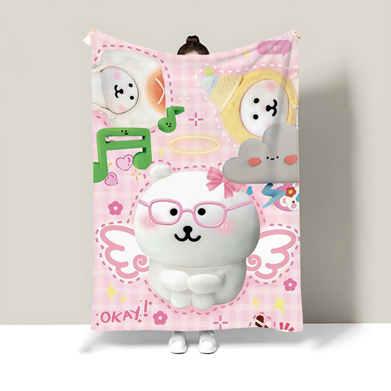 Κουβέρτα φλάνελ με αρκούδα καρτούν, πολυεστέρας, βάρος κάτω από 300 g, διαθέσιμη προσαρμογή, κατάλληλη για όλες τις εποχές