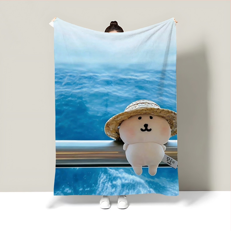 Κουβέρτα φλάνελ με αρκούδα καρτούν, πολυεστέρας, βάρος κάτω από 300 g, διαθέσιμη προσαρμογή, κατάλληλη για όλες τις εποχές