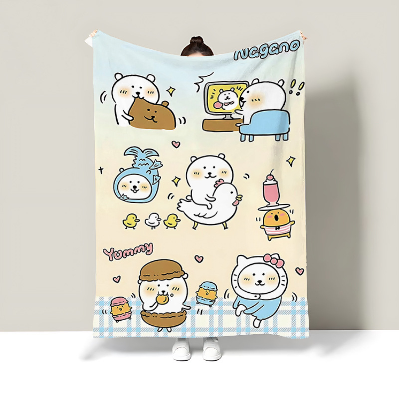 Κουβέρτα φλάνελ με αρκούδα καρτούν, πολυεστέρας, βάρος κάτω από 300 g, διαθέσιμη προσαρμογή, κατάλληλη για όλες τις εποχές