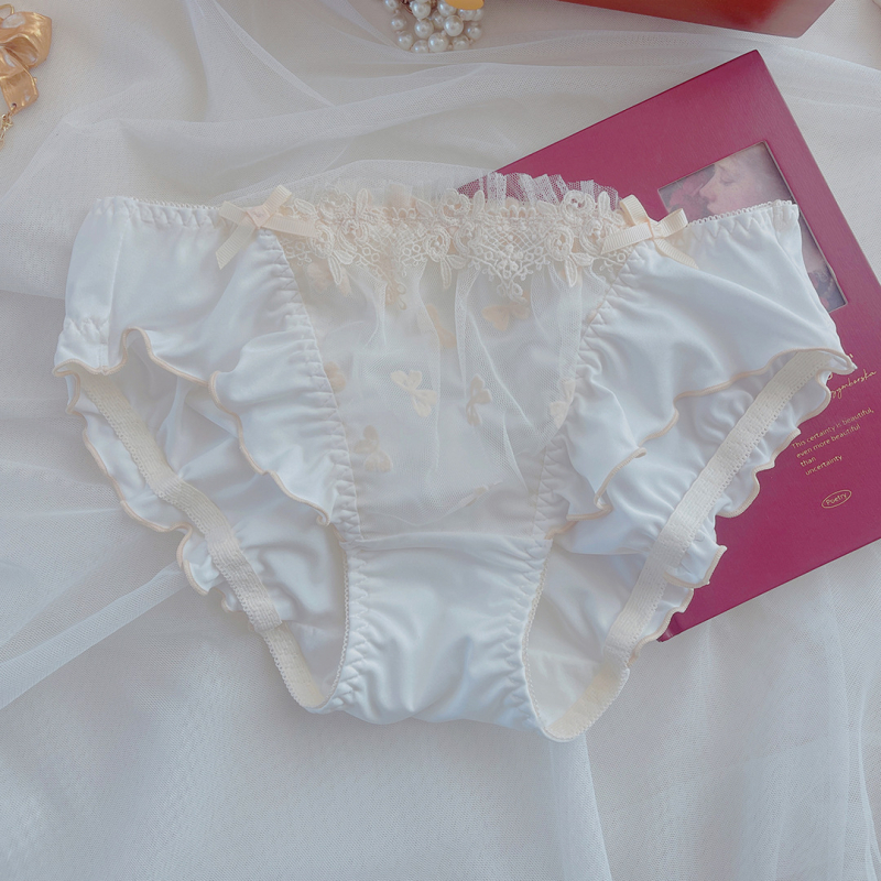 Damske gaćice od milk-silk s izšivanjem, prozračne, srednji struk, udobne