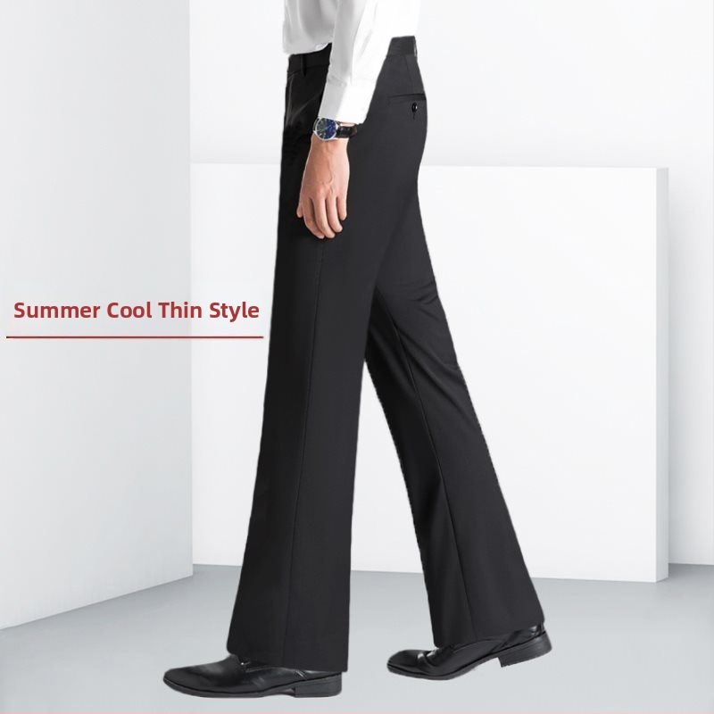 Ανδρικοί παντελόνες από λινό, ίσιο κόψιμο, επιχειρηματικό στυλ, χωρίς σιδέρωμα, διακοσμητικές ραφές quilt