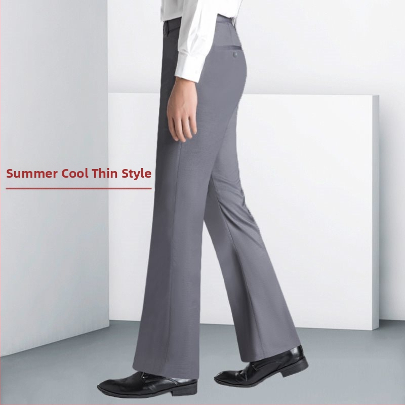 Ανδρικοί παντελόνες από λινό, ίσιο κόψιμο, επιχειρηματικό στυλ, χωρίς σιδέρωμα, διακοσμητικές ραφές quilt