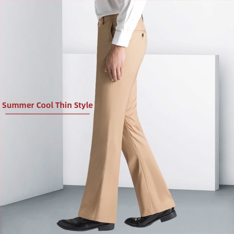 Ανδρικοί παντελόνες από λινό, ίσιο κόψιμο, επιχειρηματικό στυλ, χωρίς σιδέρωμα, διακοσμητικές ραφές quilt